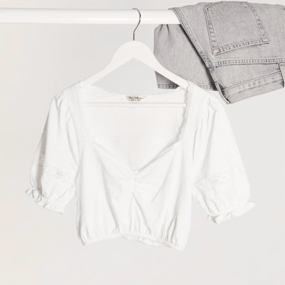 Miss Selfridge Off-White Lace Crop Top - Picture 4 of 6